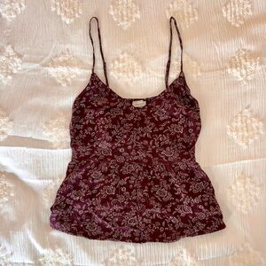 Abercrombie & Fitch Burgundy Floral Spaghetti Strap Camisole